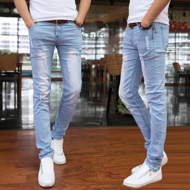 Spring and Summer New Men's Jeans Pant Korean Style Influx Sky Blue Casual Trousers Cool Stretch Man denim Pants 