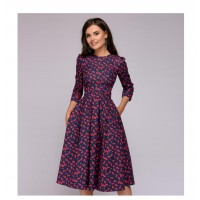 Women Dress Vintage printing party Three Quarter Sleeve women Autumn Dress