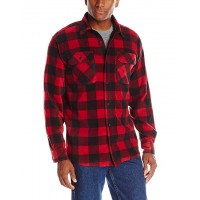 Men's Long Sleeve Plaid Fleece Shirt