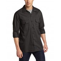 Men's Long-Sleeve Work Shirt Stain Release Wrinkle Resistant Cotton Shirt 