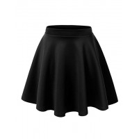 Womens Basic Versatile Stretchy Flared Skater Skirt