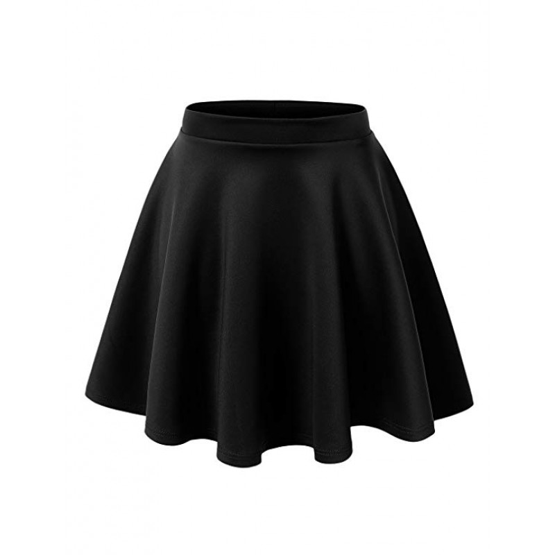 Womens Basic Versatile Stretchy Flared Skater Skirt