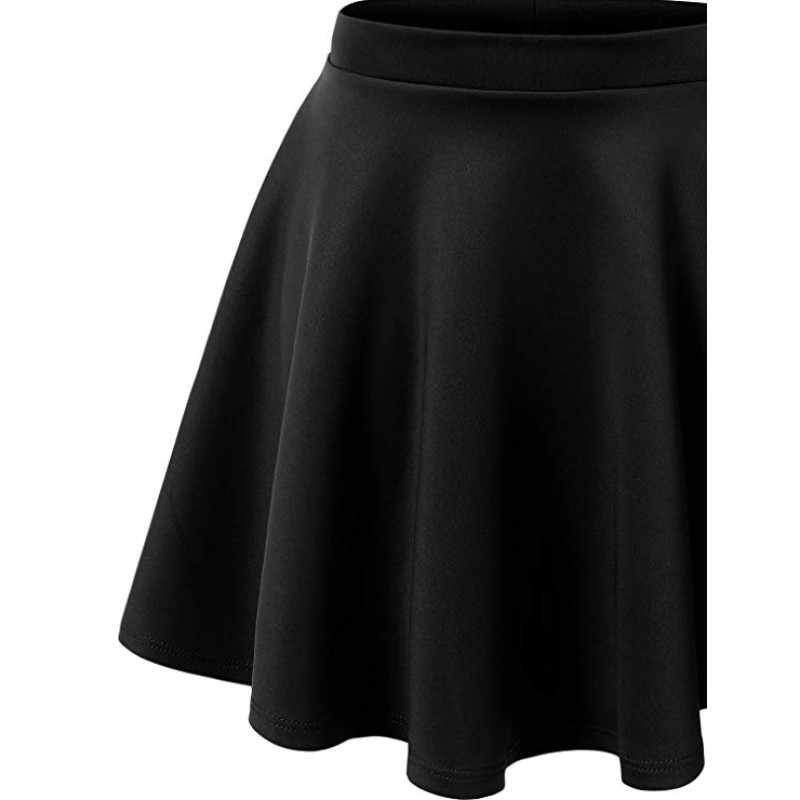 Womens Basic Versatile Stretchy Flared Skater Skirt