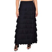 Women Waterfall 8 Tiered Boho Layered Maxi Skirt