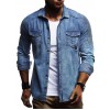 Men Washed Shirts Long Sleeves Slim Fit Jean Shirts For Men Cowboy Tees Tops Classic Casual Outerwear