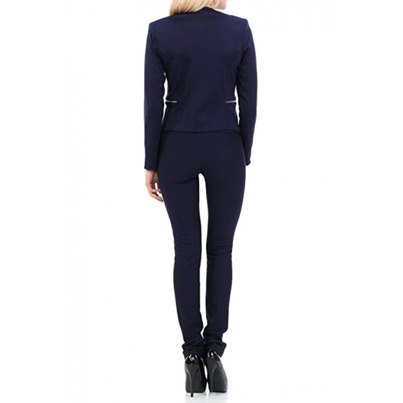 Womens Classic Wear to Work Solid Pants Suit